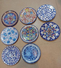 Blue Pottery Wall Hanging Plate 10 inches approx. ( Only One Plate)