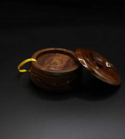 Wooden Tea Coasters Brass Inlay Work