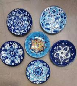 Blue Pottery Wall Hanging Plate ( Set of 5 Plates) - Image 4