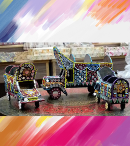 Beautiful Handmade Mirror & Bead Work Truck Set of 3 | Traditional Pakistani Art Decor