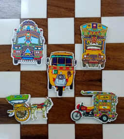 Handcrafted Pakistani Plastic Fridge Magnets – Set of 5